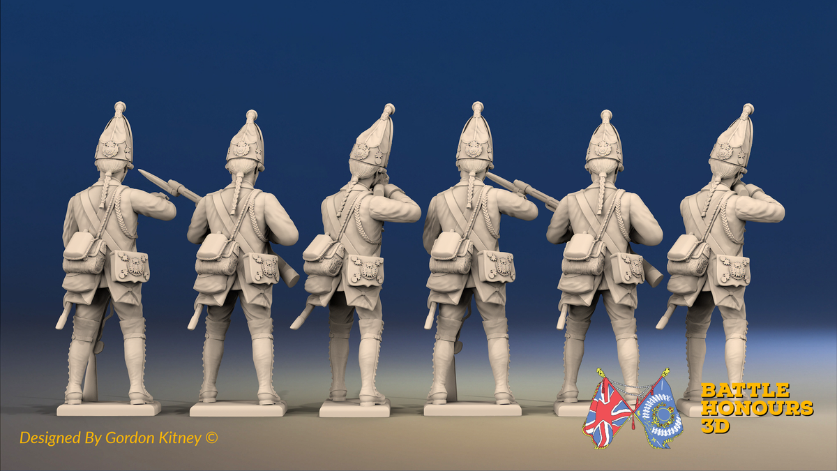 Seven Years’ War Prussian Grenadiers - Firing Line - Shoulder Wings, rear view. Supplied unpainted.