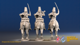 Seven Years’ War Prussian Hussars Command - Galloping - Mirlitons, Set 2, rear view. Supplied unpainted.