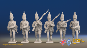 Seven Years’ War Prussian Grenadiers - Charging - Pointed Lapel Lace, front view. Supplied unpainted.