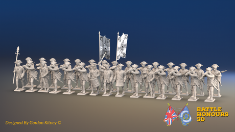 Seven Years’ War Prussian Musketeer Battalion - Firing Line - Set 1 - 30 Figures, front view. Supplied unpainted.