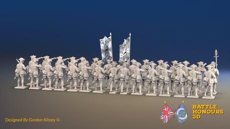 Seven Years’ War Prussian Musketeer Battalion - Firing Line - Set 1 - 30 Figures, rear view. Supplied unpainted.