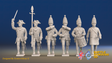 Seven Years’ War Prussian Grenadiers Command - March Attack - Long Cuff Lace, front view. Supplied unpainted.