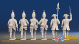 Seven Years’ War Prussian Grenadiers Command - March Attack - Long Cuff Lace, rear view. Supplied unpainted.