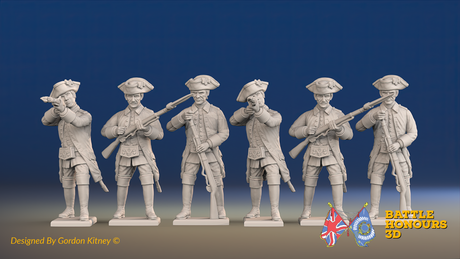 Seven Years’ War Russian Musketeers - Firing - Winter Uniform - Observation Corps, front view. Supplied unpainted.