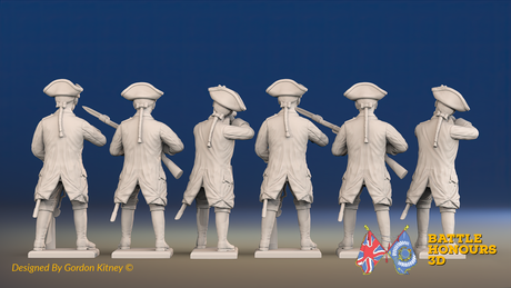 Seven Years’ War Russian Musketeers - Firing - Winter Uniform - Observation Corps, rear view. Supplied unpainted.