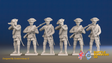 Seven Years’ War Russian Musketeers - Firing - Summer Uniform - Observation Corps - Rolled Coats, front view. Supplied unpainted.
