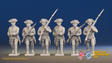 Seven Years’ War Russian Musketeers - Advancing - Winter Uniform - Observation Corps, front view. Supplied unpainted.