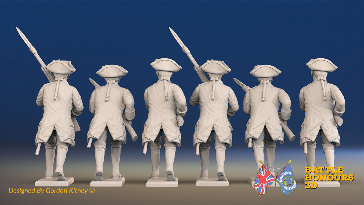 Seven Years’ War Russian Musketeers - Advancing - Winter Uniform - Observation Corps, rear view. Supplied unpainted.