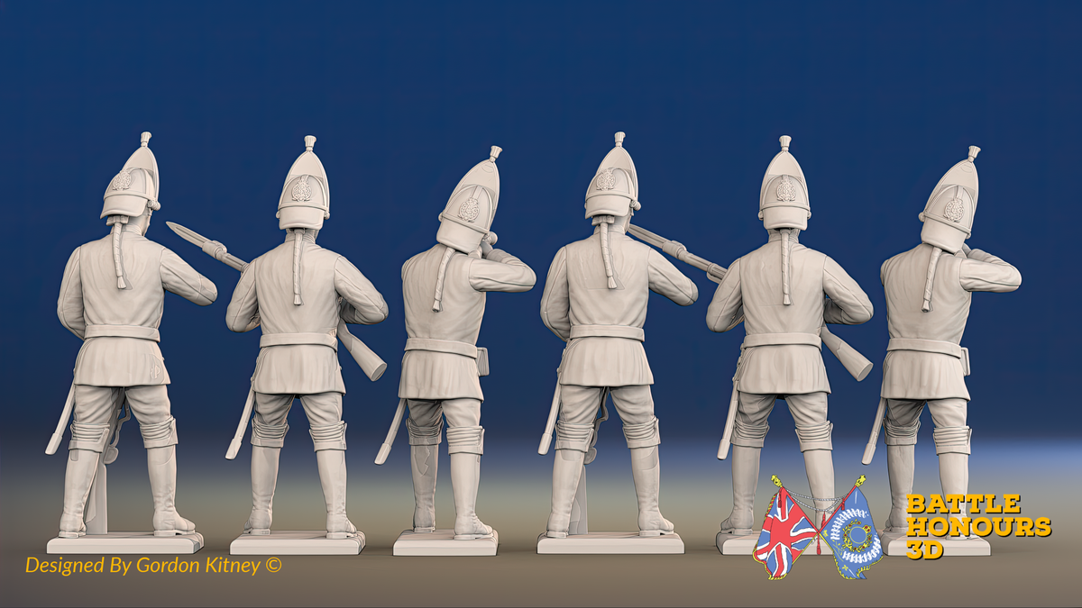 Seven Years’ War Russian Grenadiers - Firing - Summer Uniform - Observation Corps, rear view. Supplied unpainted.