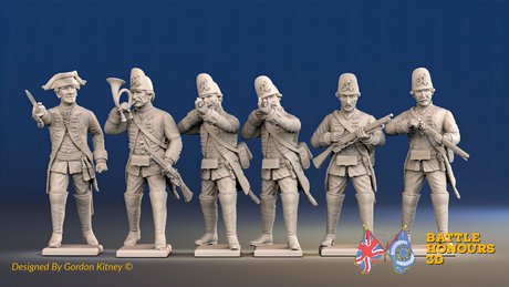 Seven Years’ War Prussian Le Noble Jägers Command - Skirmishers, front view. Supplied unpainted.