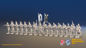 Seven Years’ War Russian Grenadier Battalion - Firing - Winter Uniform - 30 Figures, front view. Supplied unpainted.