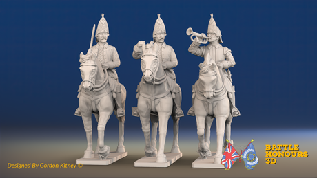 Seven Years’ War Russian Horse Grenadiers Command, front view. Supplied unpainted.