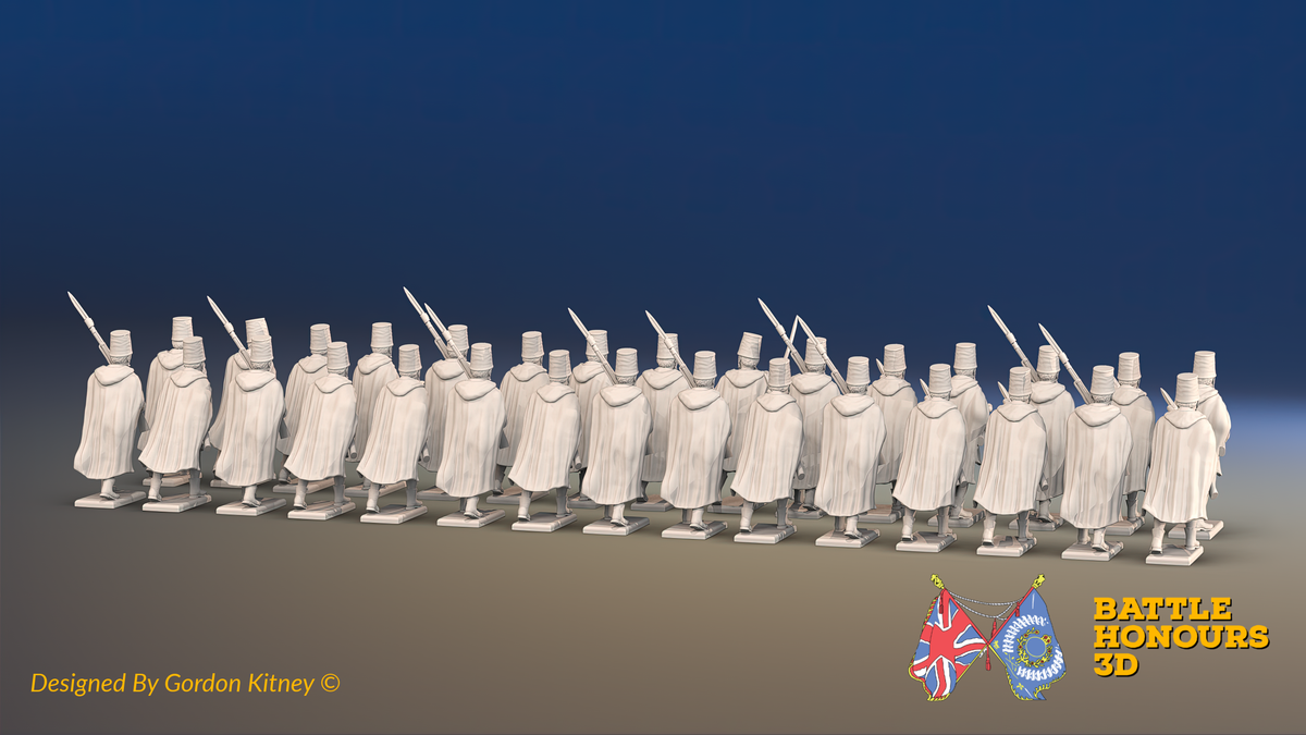 Seven Years’ War Russian Pandur Grenadier Battalion - Charging - Winter Uniform - 30 Figures, rear view. Supplied unpainted.