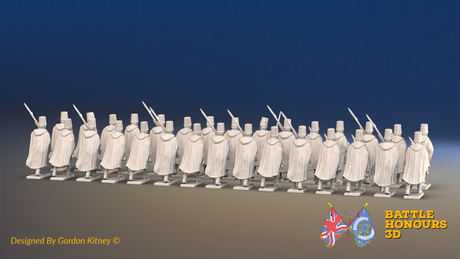 Seven Years’ War Russian Pandur Grenadier Battalion - Charging - Winter Uniform - 30 Figures, rear view. Supplied unpainted.