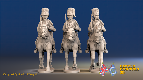 Seven Years’ War Prussian Hussars - Trotting - Fur Caps, front view. Supplied unpainted.