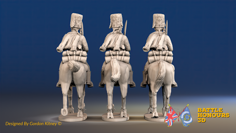 Seven Years’ War Prussian Hussars - Trotting - Fur Caps, rear view. Supplied unpainted.