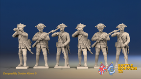 Seven Years’ War Prussian Garrison Musketeers - Firing Line, front view. Supplied unpainted.