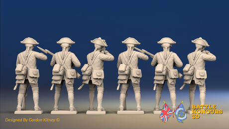 Seven Years’ War Prussian Garrison Musketeers - Firing Line - Set 4, rear view. Supplied unpainted.