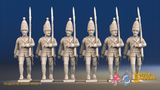 Seven Years’ War Prussian Grenadiers - March Attack - Set 3, front view. Supplied unpainted.
