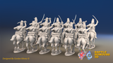 Seven Years’ War Prussian Hussar Regiment - Galloping - Plain Mirlitons - 12 Mounted Figures, rear view. Supplied unpainted.