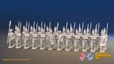 Seven Years’ War Prussian Grenadier Battalion - March Attack - Straight Lapel Lace and Coats Without Lapels - 24 Figures, front view. Supplied unpainted.