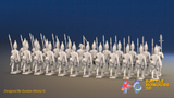 Seven Years’ War Prussian Grenadier Battalion - March Attack - Straight Lapel Lace and Coats Without Lapels - 24 Figures, rear view. Supplied unpainted.