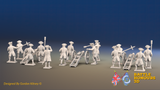 Seven Years’ War Russian Artillery Battery - 6-Pounders - Winter Uniform - 3 Guns and 13 Figures, rear view. Supplied unpainted.