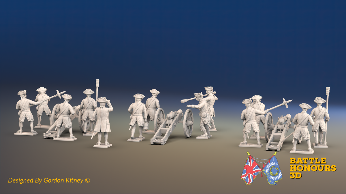 Seven Years’ War Russian Artillery Battery - 6-Pounders - Winter Uniform - 3 Guns and 13 Figures, rear view. Supplied unpainted.
