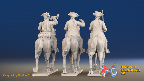 Seven Years’ War Russian Dragoons Command, rear view. Supplied unpainted.