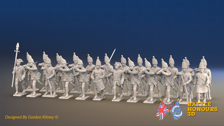 Seven Years’ War Prussian Grenadier Battalion - Firing Line - Set 2 and 3 - 24 Figures, front view. Supplied unpainted.