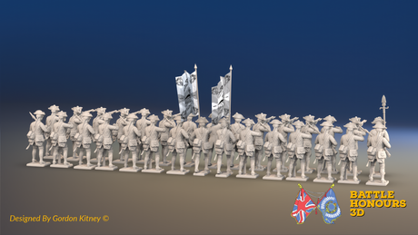 Seven Years’ War Prussian Musketeer Battalion - Firing Line - Set 3 - 30 Figures, rear view. Supplied unpainted.