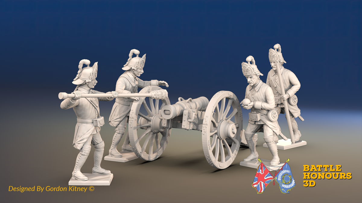 Seven Years’ War Russian Secret Howitzer and Crew - Loading Crew - Winter Uniform, front view. Supplied unpainted.