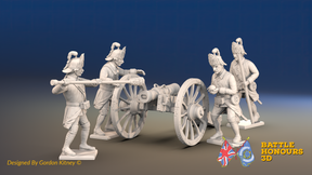 Seven Years’ War Russian Secret Howitzer and Crew - Loading Crew - Winter Uniform, front view. Supplied unpainted.
