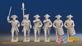 Seven Years’ War Prussian Musketeers Command - Charging - Set 15, front view. Supplied unpainted.