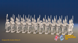 Seven Years’ War Prussian Grenadier Battalion - March Attack - Straight Lapel Lace and Pointed Lapel Lace - 24 Figures, front view. Supplied unpainted.