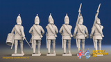 Seven Years’ War Russian Grenadiers Command - Summer Uniform - Observation Corps - Rolled Cloaks, rear view. Supplied unpainted.