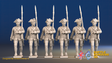 Seven Years’ War Prussian Musketeers - March Attack - Plain Lapels, front view. Supplied unpainted.