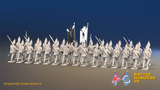 Seven Years’ War Russian Grenadier Battalion - Advancing - Summer Uniform - Rolled Cloaks - 30 Figures, rear view. Supplied unpainted.
