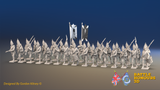 Seven Years’ War Russian Grenadier Battalion - Advancing - Summer Uniform - Observation Corps - Rolled Coats - 30 Figures, front view. Supplied unpainted.