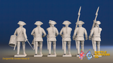 Seven Years’ War Russian Musketeers Command - Summer Uniform - Observation Corps, rear view. Supplied unpainted.