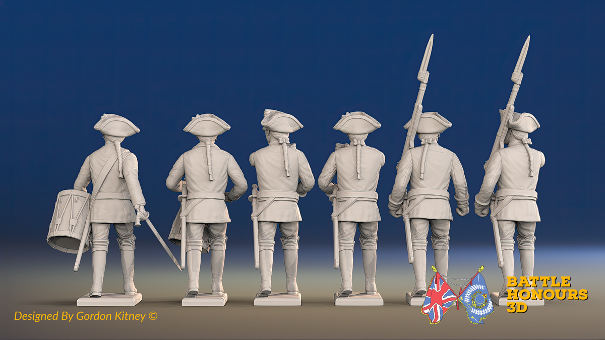 Seven Years’ War Russian Musketeers Command - Summer Uniform - Observation Corps, rear view. Supplied unpainted.