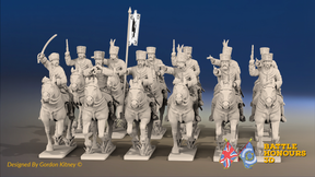 Seven Years’ War Russian Cossack Regiment - Pistols - 12 Mounted Figures, front view. Supplied unpainted.