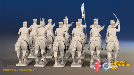 Seven Years’ War Russian Cossack Regiment - Pistols - 12 Mounted Figures, rear view. Supplied unpainted.