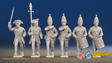 Seven Years’ War Prussian Grenadiers Command - Charging - Set 15, front view. Supplied unpainted.