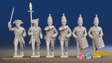 Seven Years’ War Prussian Grenadiers Command - Charging - Set 15, front view. Supplied unpainted.