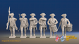 Seven Years’ War Russian Musketeers Command - Advancing - Winter Uniform - Observation Corps, front view. Supplied unpainted.