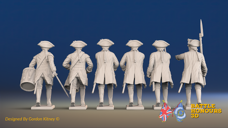Seven Years’ War Russian Musketeers Command - Advancing - Winter Uniform - Observation Corps, rear view. Supplied unpainted.