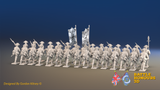 Seven Years’ War Prussian Musketeer Battalion - Charging - Set 2 - 30 Figures, rear view. Supplied unpainted.