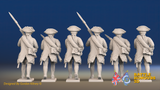 Seven Years’ War Russian Musketeers - Advancing - Winter Uniform - Rolled Cloaks, rear view. Supplied unpainted.