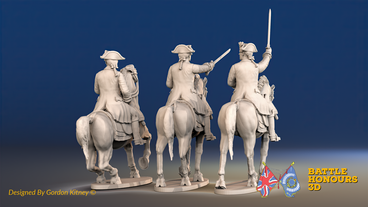 Seven Years’ War Prussian Mounted Colonels - Set 3, rear view. Supplied unpainted.
